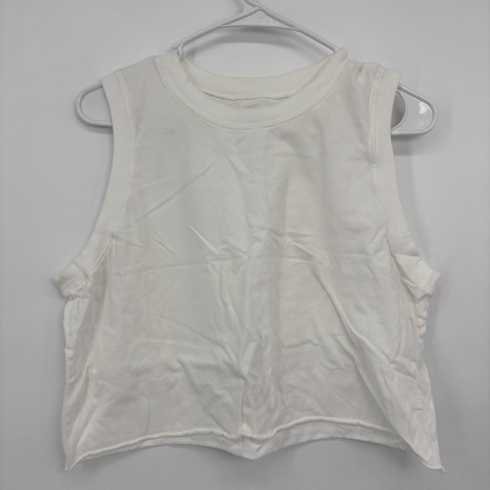 Hollister White Tank Top Women's Large Sleeveless Cropped 100% Cotton